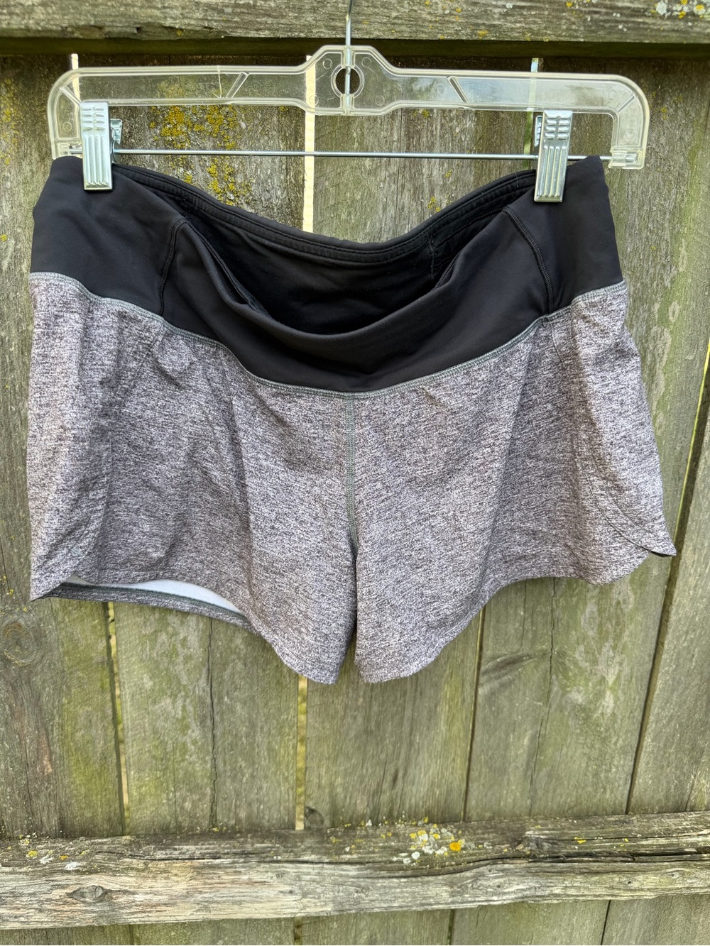 lululemon athletica Black Waistband Heathered Grey Athletic Shorts